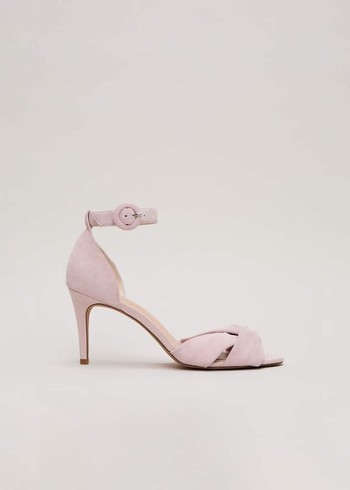 Phase Eight Suede Twist Strapeds Heels Pink Australia | QO9360271